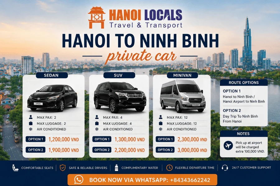 Private car Hanoi to Ninh Binh - Hanoi Locals