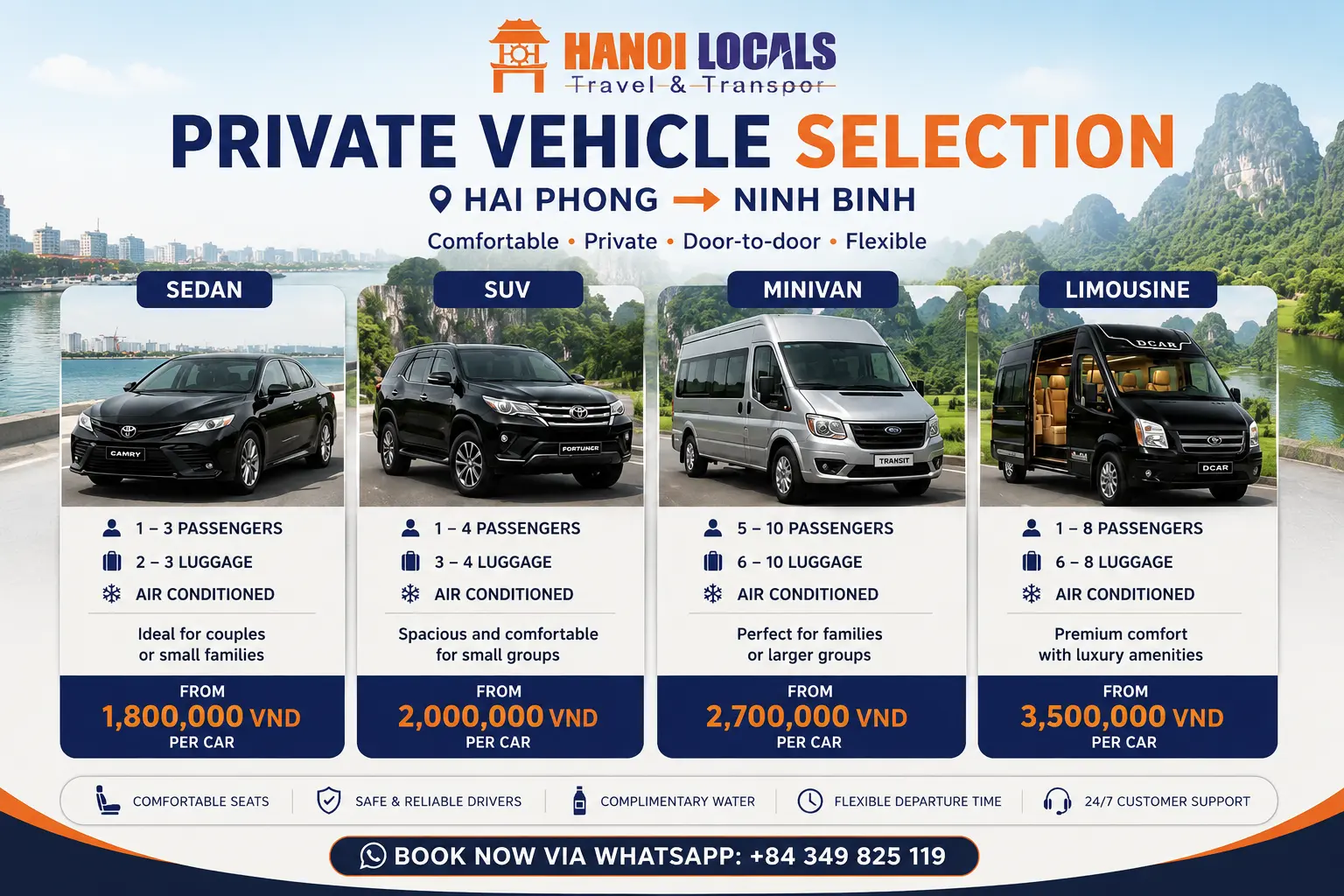 Hai Phong to Ninh Binh private car options